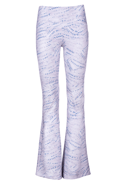 lavender and blue track printed stretch knit pant by Ala von Auersperg