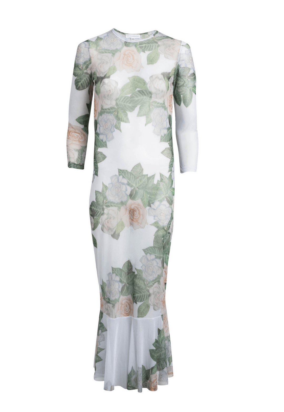 Mesh short gardenia printed ruffle dress