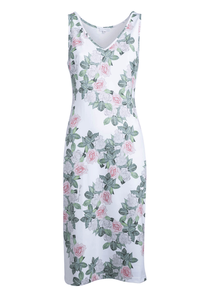 short stretch knit gardenia flower printed dress